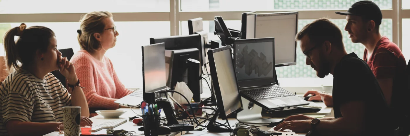 People working on computers in an office 