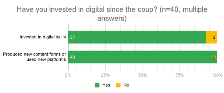 Visual representation of the question: Have you invested in digital since the coup?